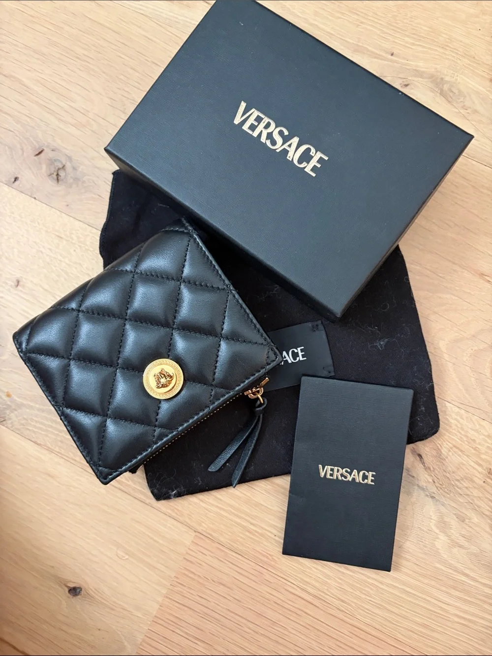 Versace Black Quilted Leather Wallet